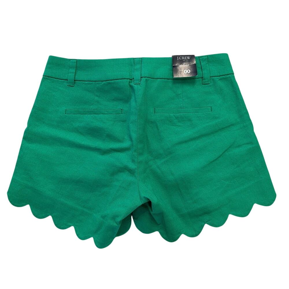 J Crew Green Linen Scalloped Shorts - Picture 3 of 7